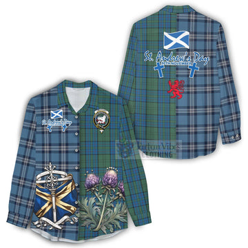 Lockhart Tartan Women's Casual Shirt Happy St. Andrew's Day Half Tartan Style