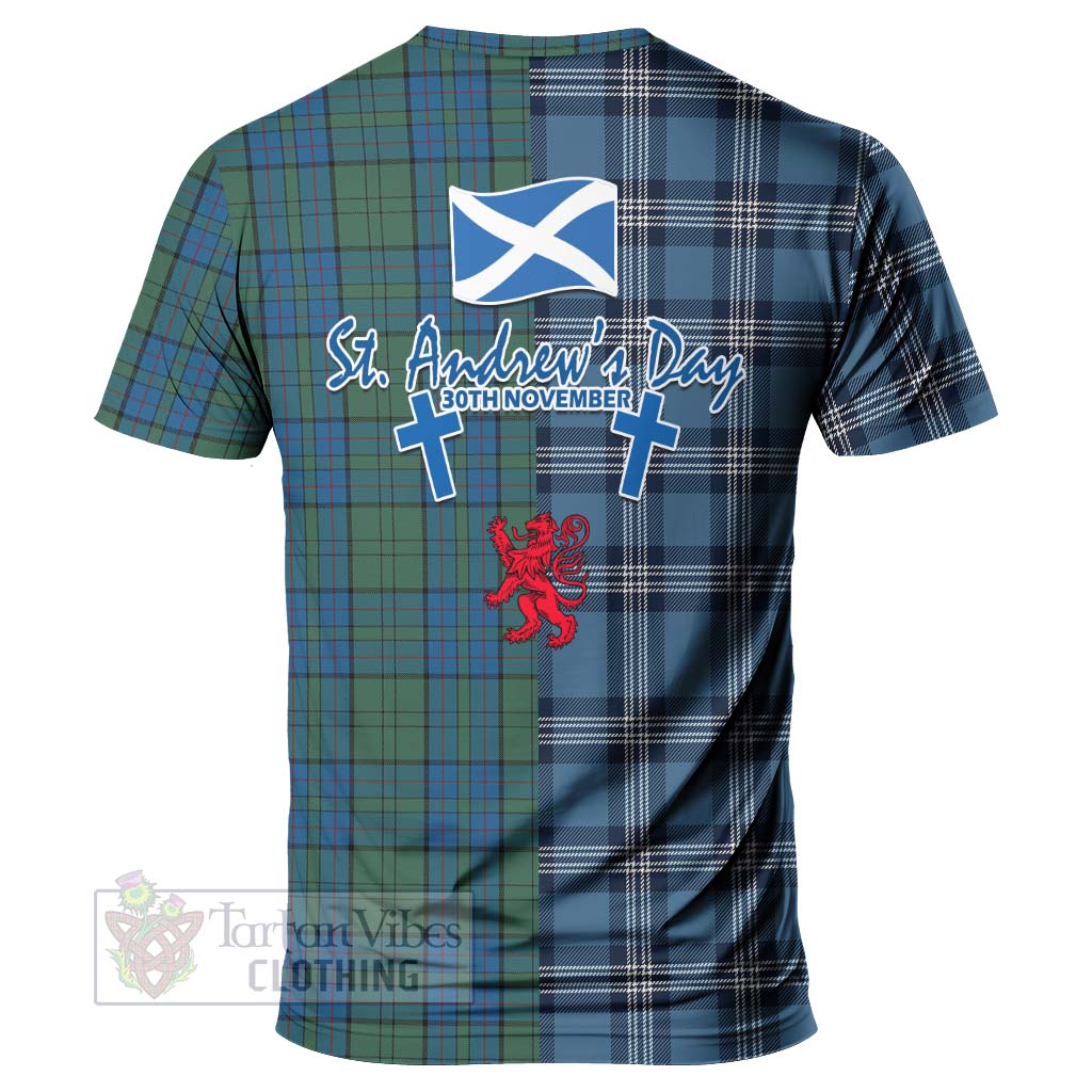 Tartan Vibes Clothing Lockhart Tartan T-Shirt Happy St. Andrew's Day Half Tartan Style