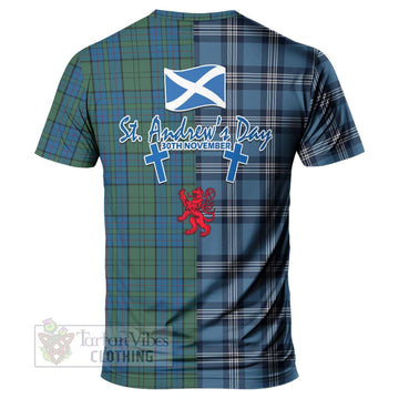 Lockhart Tartan T-Shirt Happy St. Andrew's Day Half Tartan Style