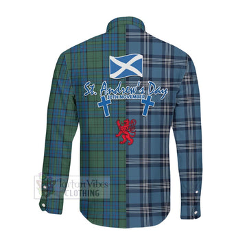 Lockhart Tartan Long Sleeve Button Shirt Happy St. Andrew's Day Half Tartan Style