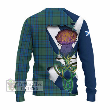 Lockhart Tartan Family Crest Knitted Sweater Scottish Thistle Celtic Inspired - Tartan Vibes Clothing