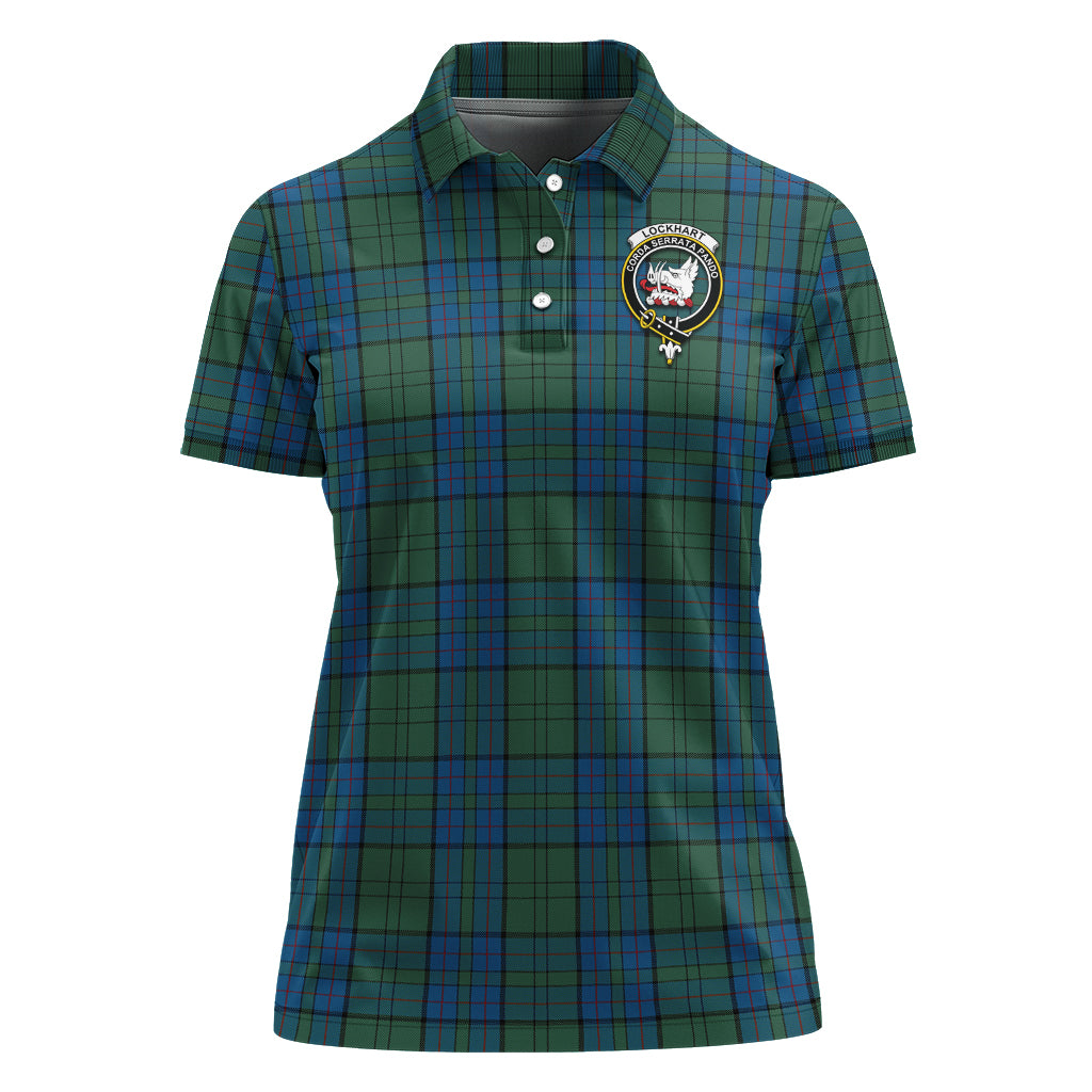 Lockhart Tartan Polo Shirt with Family Crest For Women - Tartan Vibes Clothing