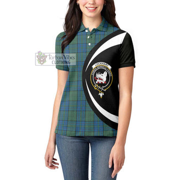 Lockhart Tartan Women's Polo Shirt with Family Crest Circle Style