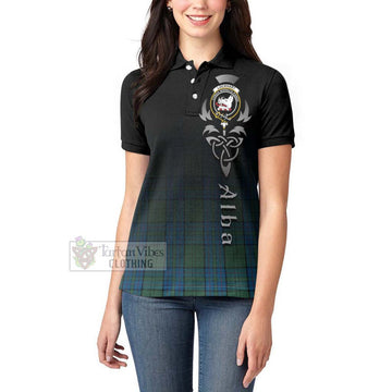 Lockhart Tartan Women's Polo Shirt Featuring Alba Gu Brath Family Crest Celtic Inspired