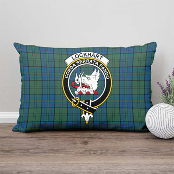 Lockhart Tartan Pillow Cover with Family Crest - Tartan Vibes Clothing