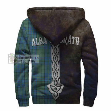 Lockhart Tartan Family Crest Sherpa Hoodie Alba Gu Brath Be Brave Lion Ancient Style - Tartan Vibes Clothing