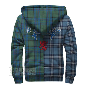 Lockhart Tartan Sherpa Hoodie Happy St. Andrew's Day Half Tartan Style