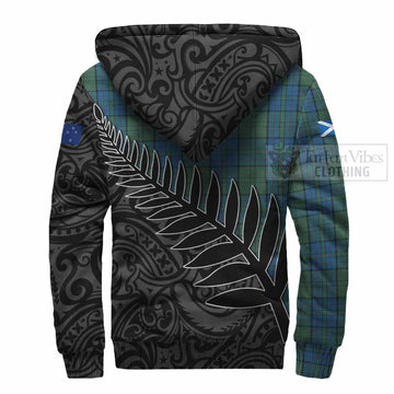 Lockhart Crest Tartan Sherpa Hoodie with New Zealand Silver Fern Half Style