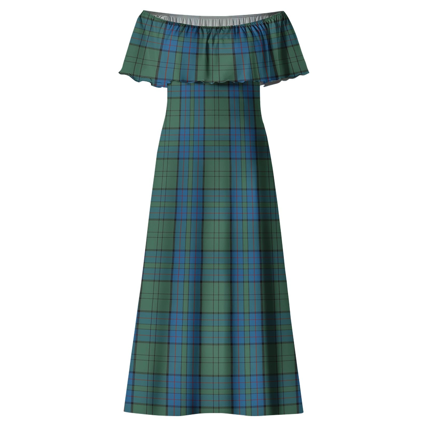 Lockhart Tartan Off Shoulder Long Dress - Tartanvibesclothing