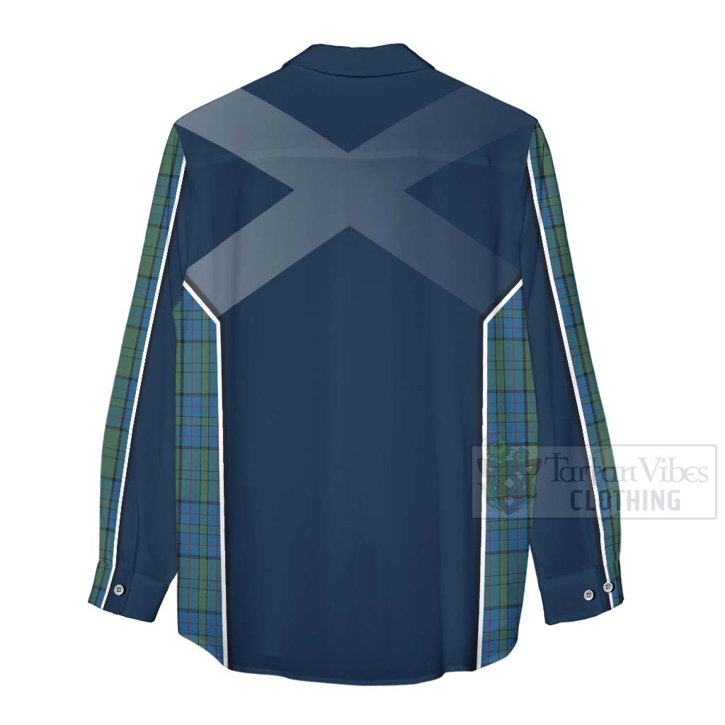 Tartan Vibes Clothing Lockhart Tartan Women's Casual Shirt with Family Crest and Scottish Thistle Vibes Sport Style