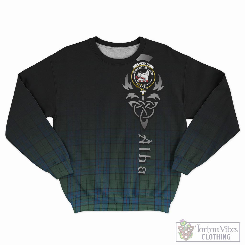 Tartan Vibes Clothing Lockhart Tartan Sweatshirt Featuring Alba Gu Brath Family Crest Celtic Inspired