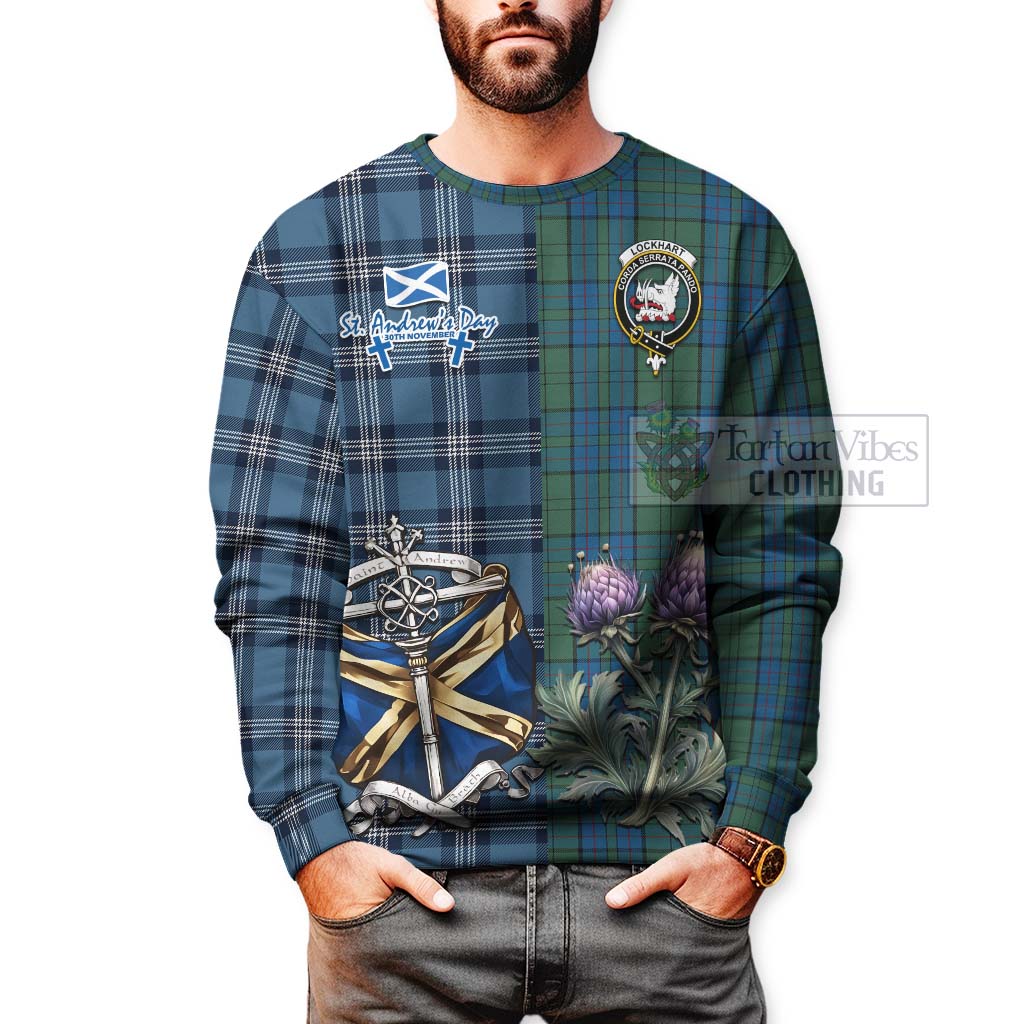 Tartan Vibes Clothing Lockhart Tartan Sweatshirt Happy St. Andrew's Day Half Tartan Style