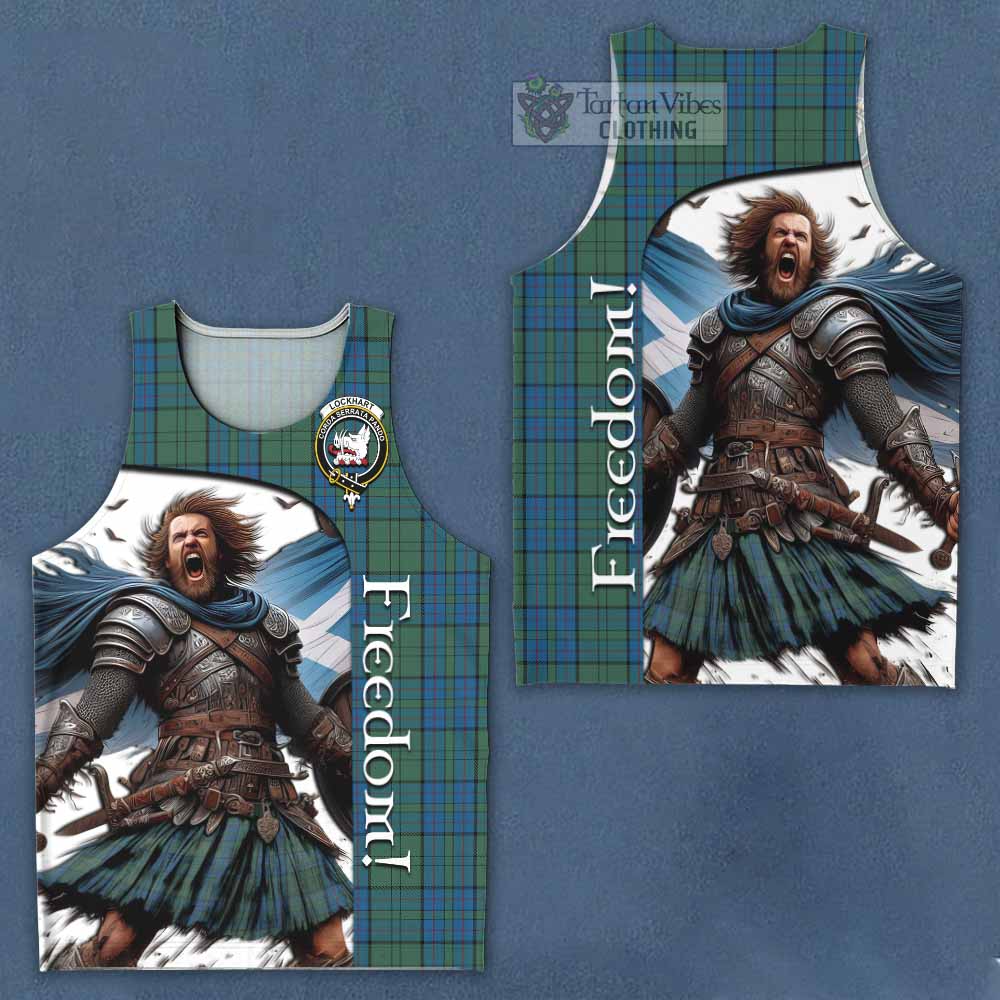 Tartan Vibes Clothing Lockhart Crest Tartan Men's Tank Top Inspired by the Freedom of Scottish Warrior