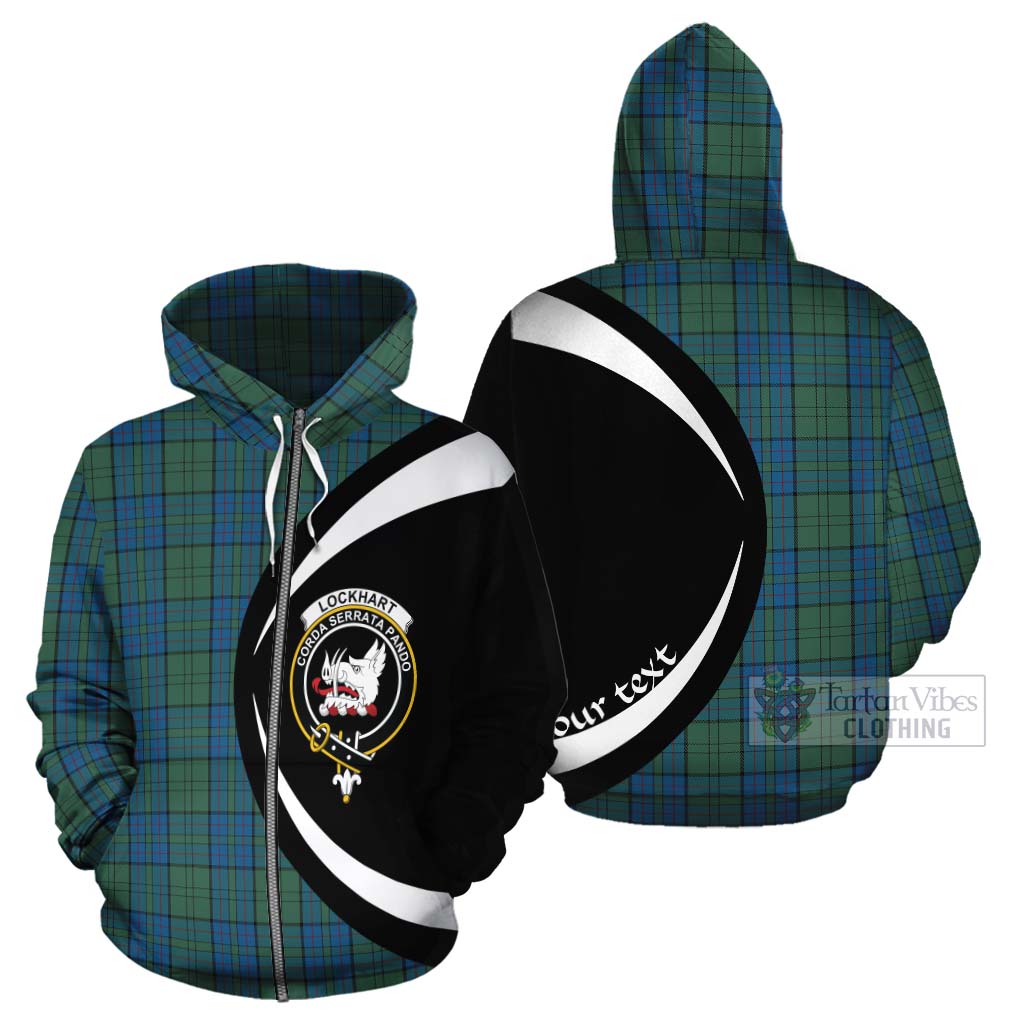 Lockhart Tartan Cotton Hoodie with Family Crest Circle Style - Tartan Vibes Clothing