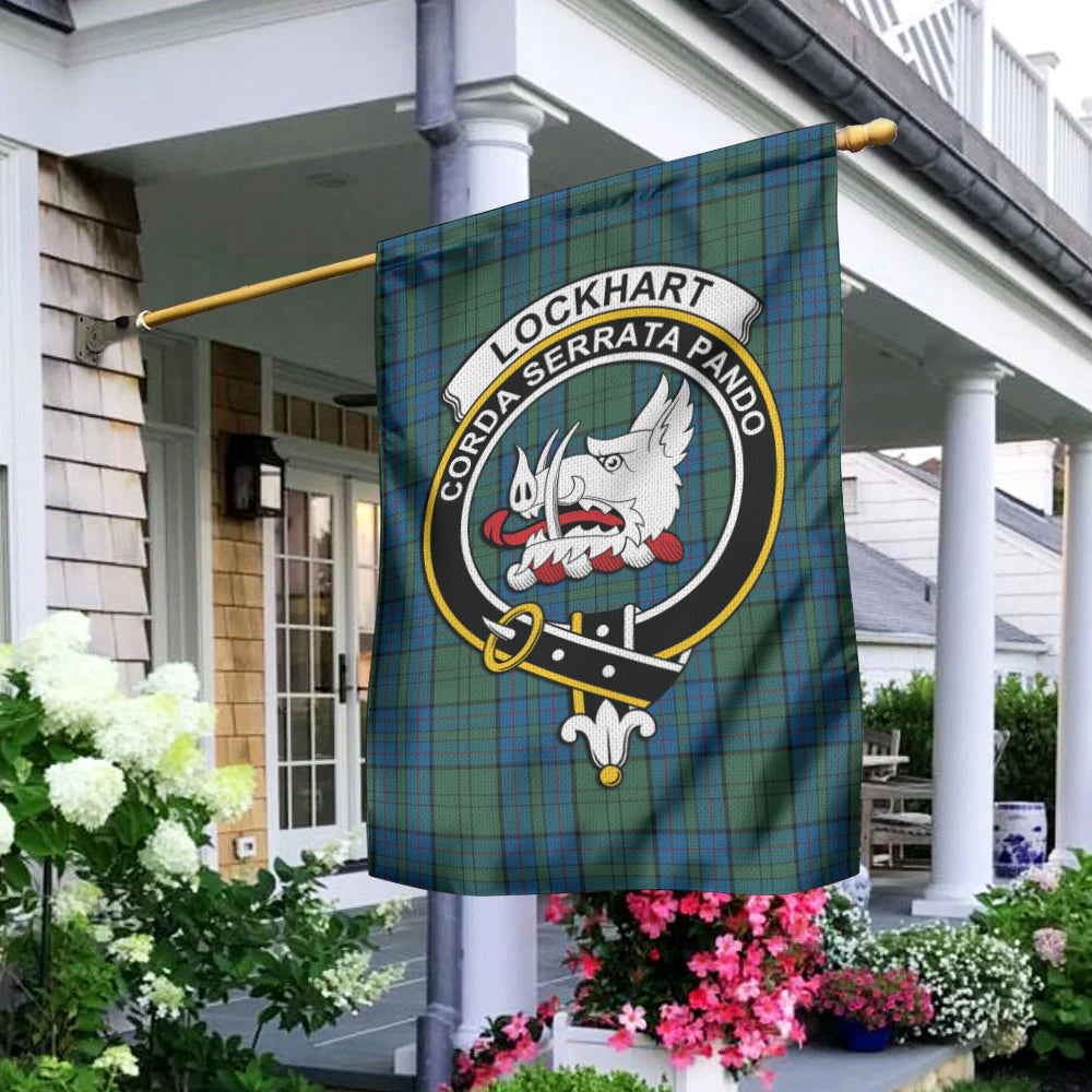 Lockhart Tartan Flag with Family Crest - Tartan Vibes Clothing