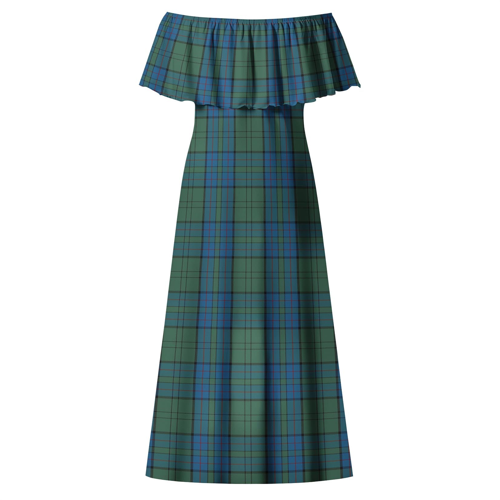 Lockhart Tartan Off Shoulder Long Dress - Tartanvibesclothing