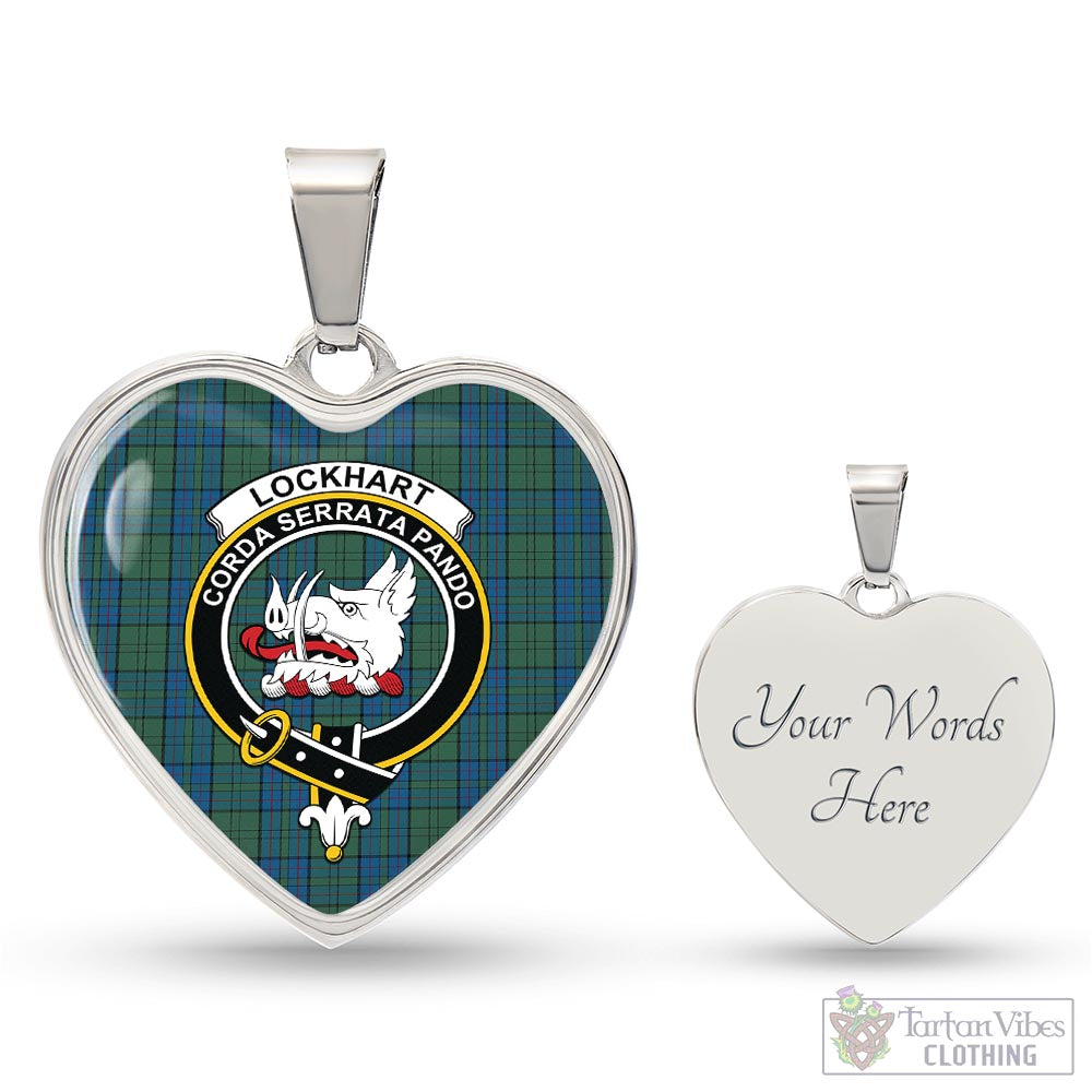 Lockhart Tartan Heart Necklace with Family Crest Luxury Necklace (Silver) Yes - Tartan Vibes Clothing