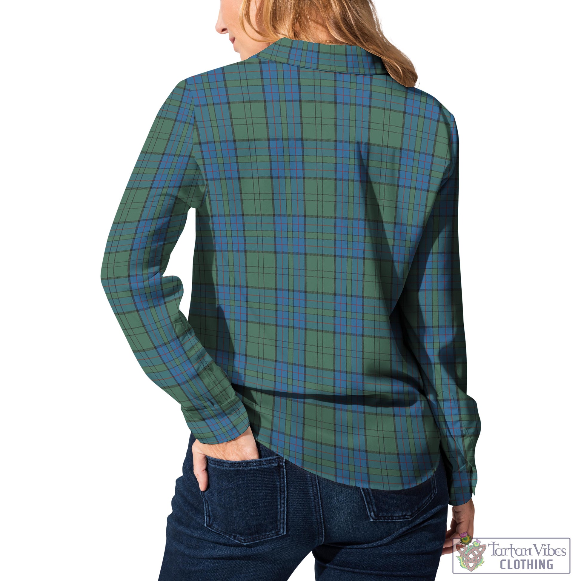 Tartan Vibes Clothing Lockhart Tartan Womens Casual Shirt with Family Crest