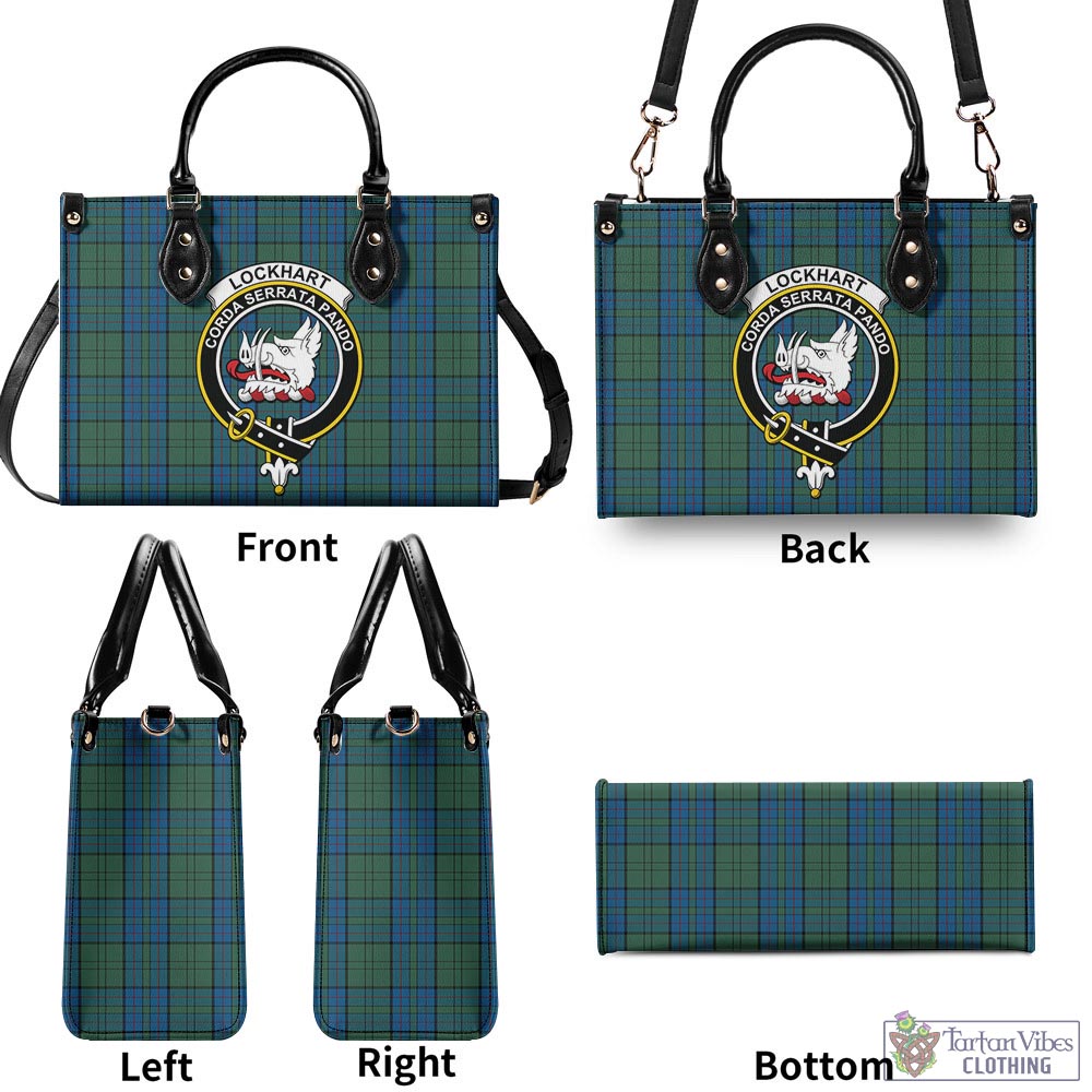 Lockhart Tartan Luxury Leather Handbags with Family Crest - Tartan Vibes Clothing