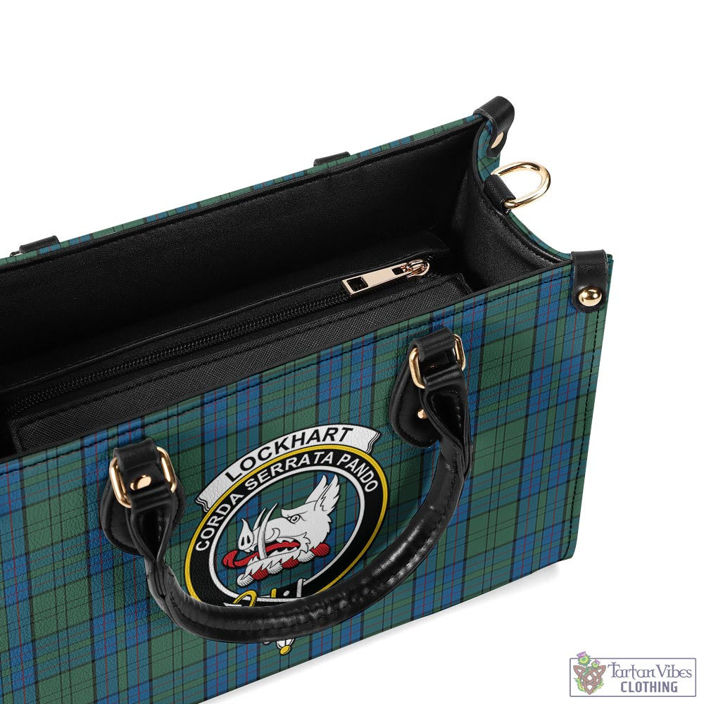 Lockhart Tartan Luxury Leather Handbags with Family Crest - Tartan Vibes Clothing