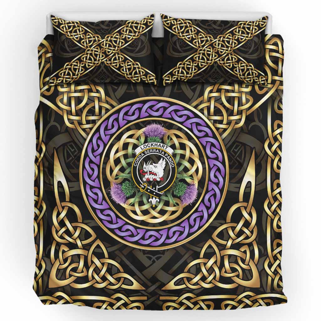 Lockhart Clan Crest Bedding Set Celtic Scottish Thistle UK Bedding Set UK King 91*87 inch - Tartan Vibes Clothing