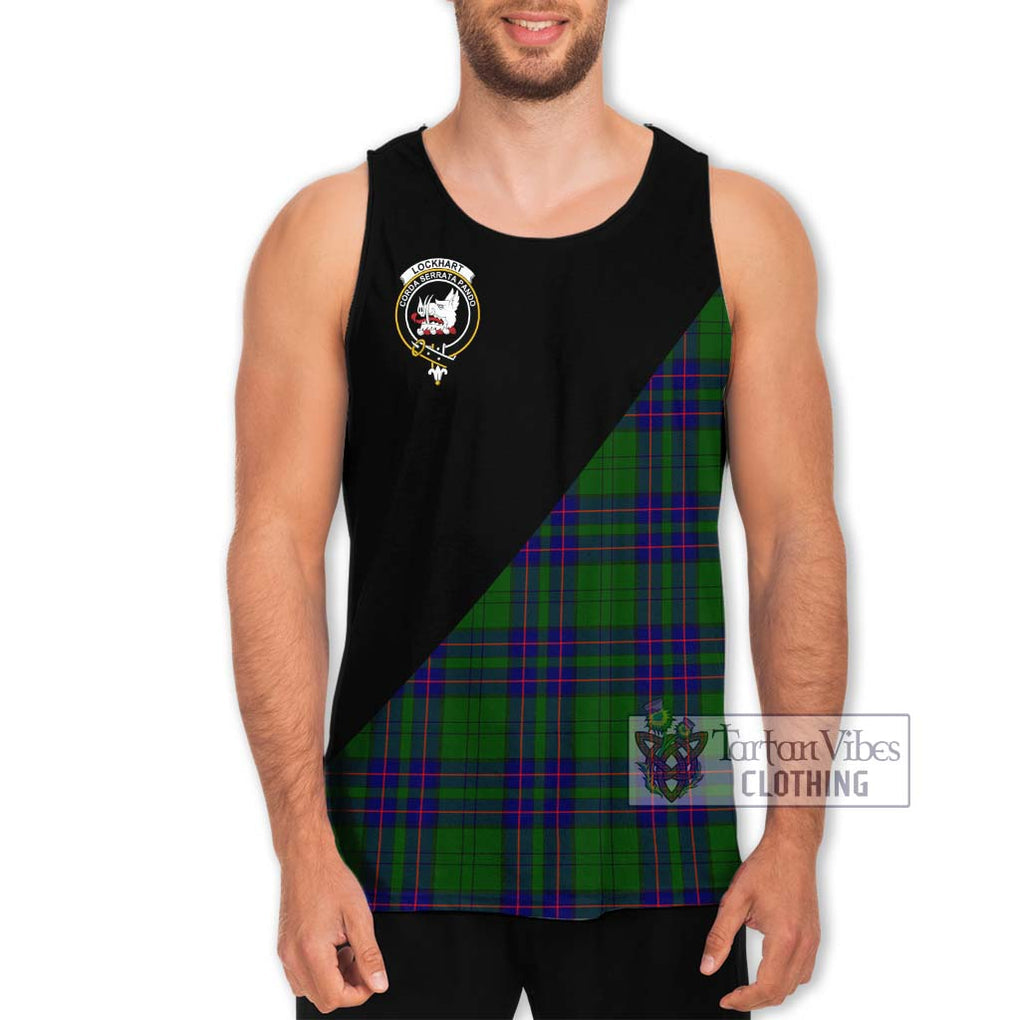 Lockhart Modern Tartan Men's Tank Top with Family Crest and Military Logo Style Men - Tartanvibesclothing Shop