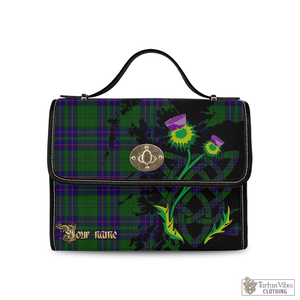 Tartan Vibes Clothing Lockhart Modern Tartan Waterproof Canvas Bag with Scotland Map and Thistle Celtic Accents