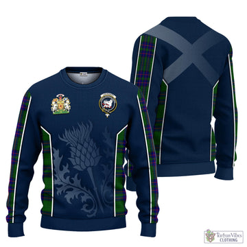 Lockhart Modern Tartan Knitted Sweatshirt with Family Crest and Scottish Thistle Vibes Sport Style