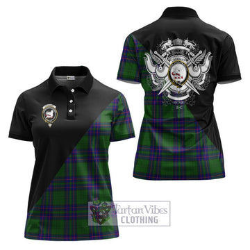 Lockhart Modern Tartan Women's Polo Shirt with Family Crest and Military Logo Style