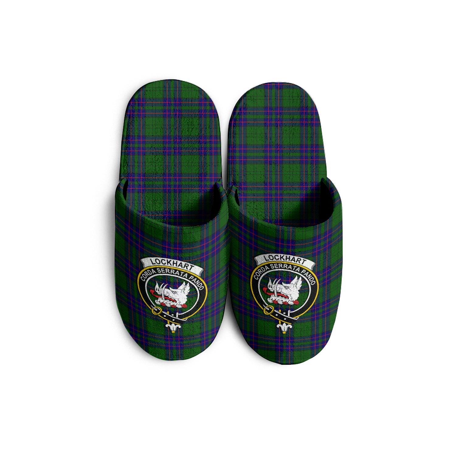 Lockhart Modern Tartan Home Slippers with Family Crest - Tartanvibesclothing