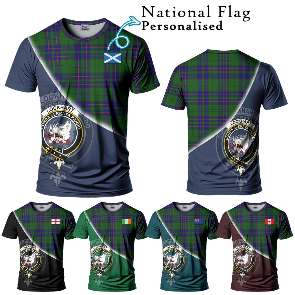 Lockhart Modern Tartan T-Shirt with Personalised National Flag and Family Crest Half Style Kid's Shirt - Tartanvibesclothing Shop