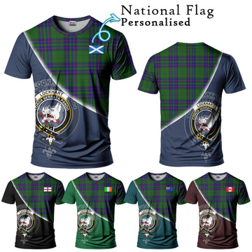 Lockhart Modern Tartan T-Shirt with Personalised National Flag and Family Crest Half Style