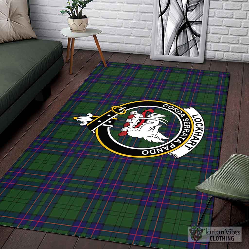 Tartan Vibes Clothing Lockhart Modern Tartan Area Rug with Family Crest