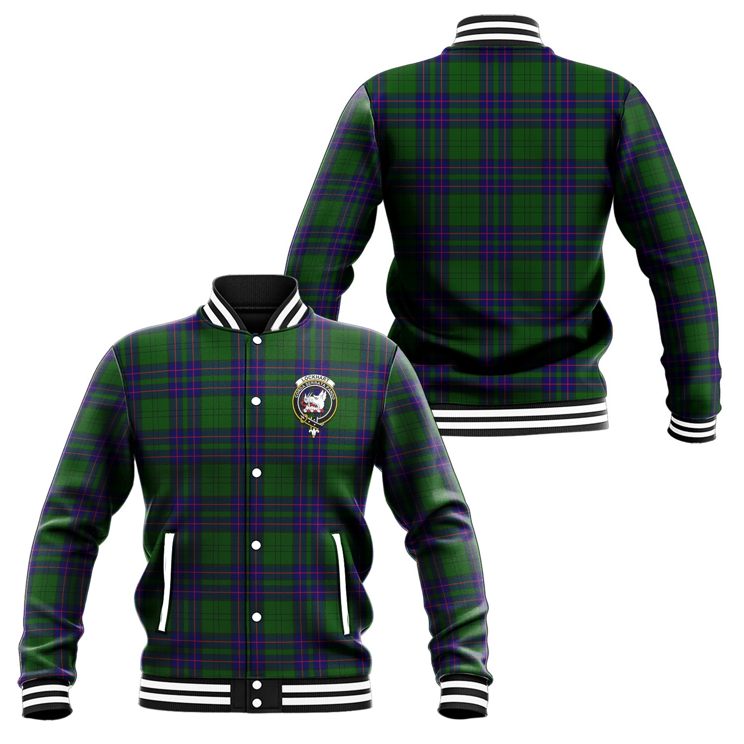 Lockhart Modern Tartan Baseball Jacket with Family Crest Unisex - Tartan Vibes Clothing