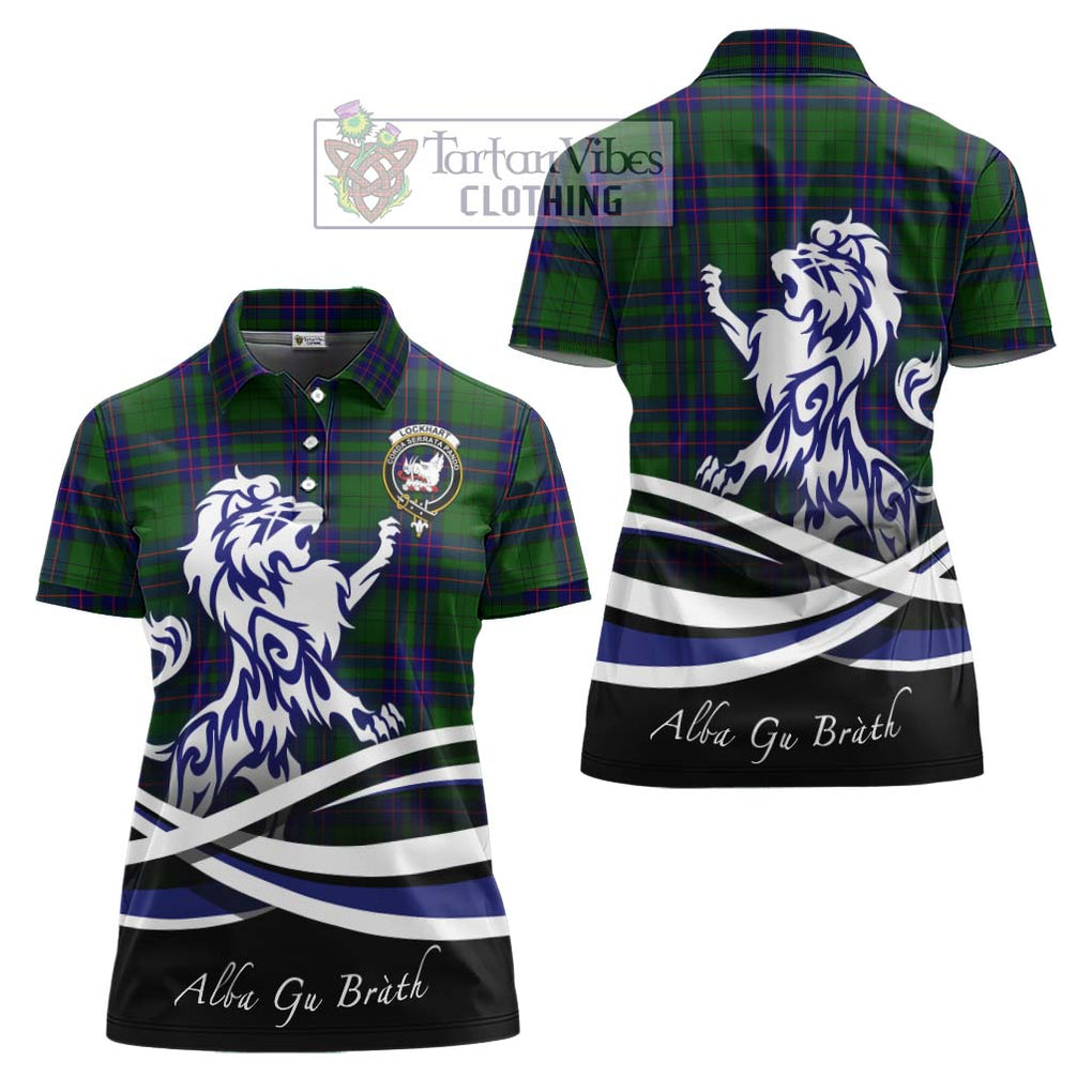 Lockhart Modern Tartan Women's Polo Shirt with Alba Gu Brath Regal Lion Emblem Women - Tartanvibesclothing Shop