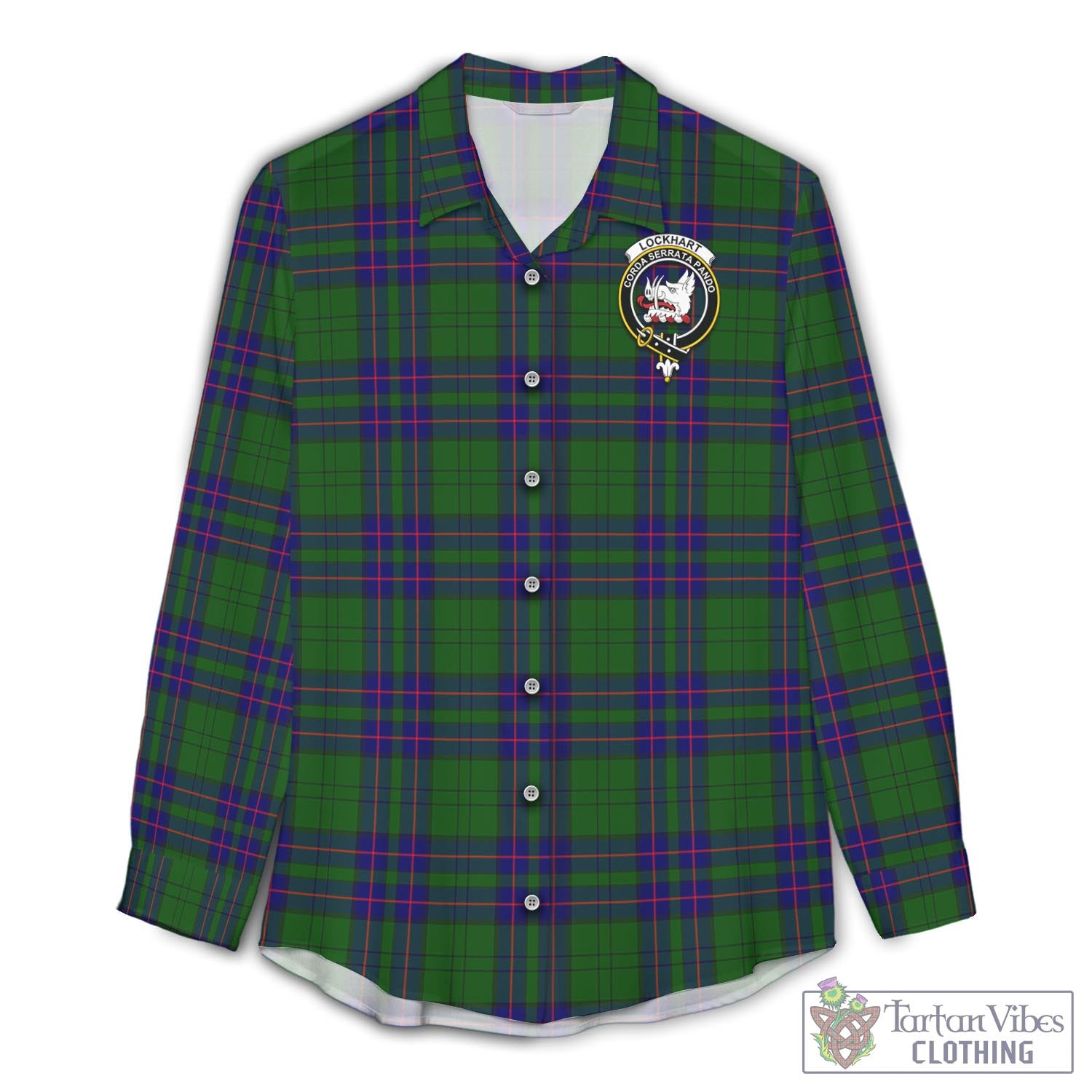 Tartan Vibes Clothing Lockhart Modern Tartan Womens Casual Shirt with Family Crest