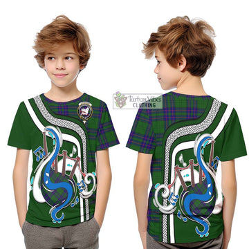 Lockhart Modern Tartan Kid T-Shirt with Epic Bagpipe Style