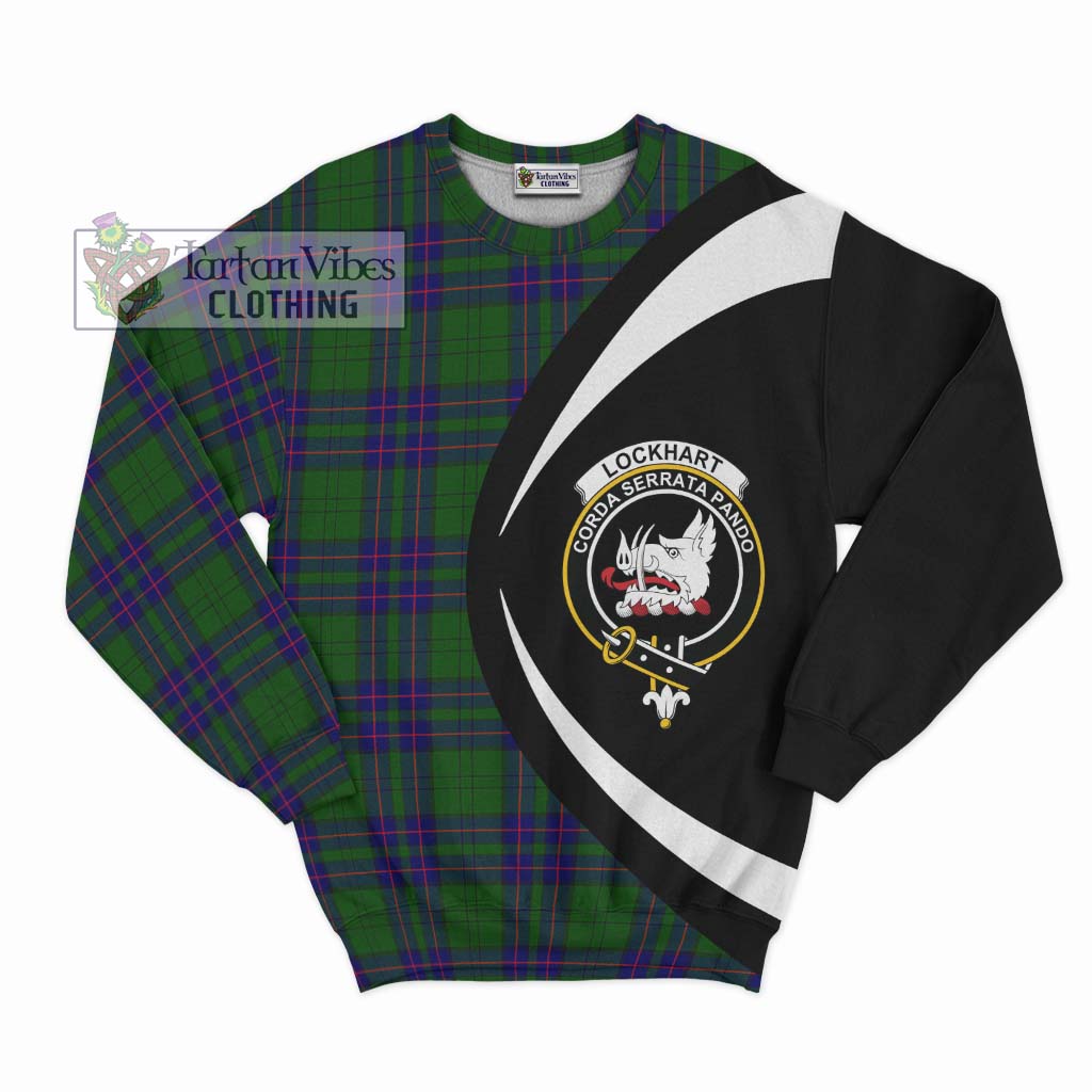 Lockhart Modern Tartan Sweatshirt with Family Crest Circle Style Unisex - Tartan Vibes Clothing