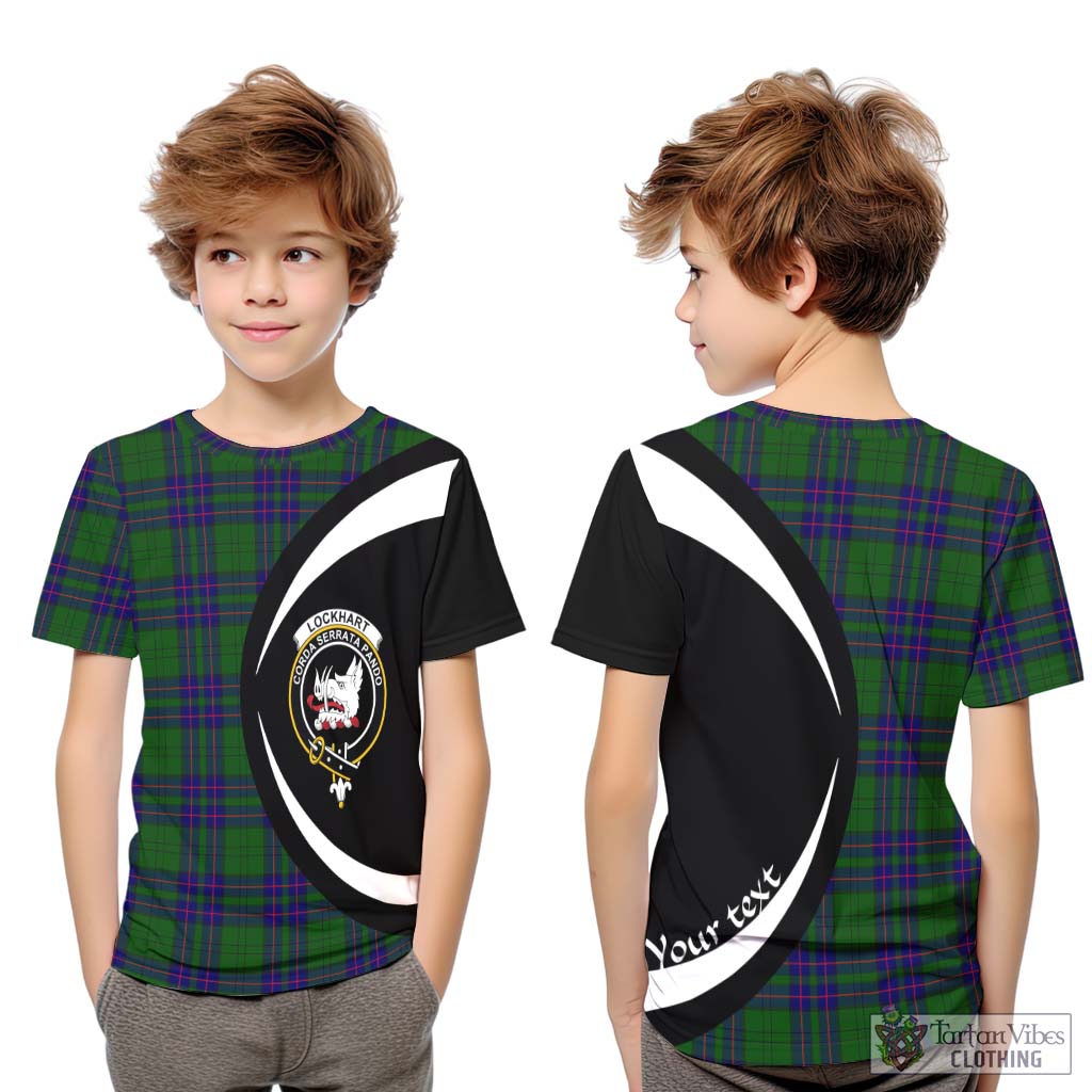 Lockhart Modern Tartan Kid T-Shirt with Family Crest Circle Style Youth XL Size14 - Tartan Vibes Clothing