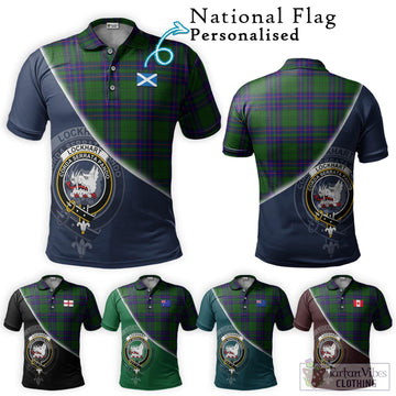 Lockhart Modern Tartan Polo Shirt with Personalised National Flag and Family Crest Half Style