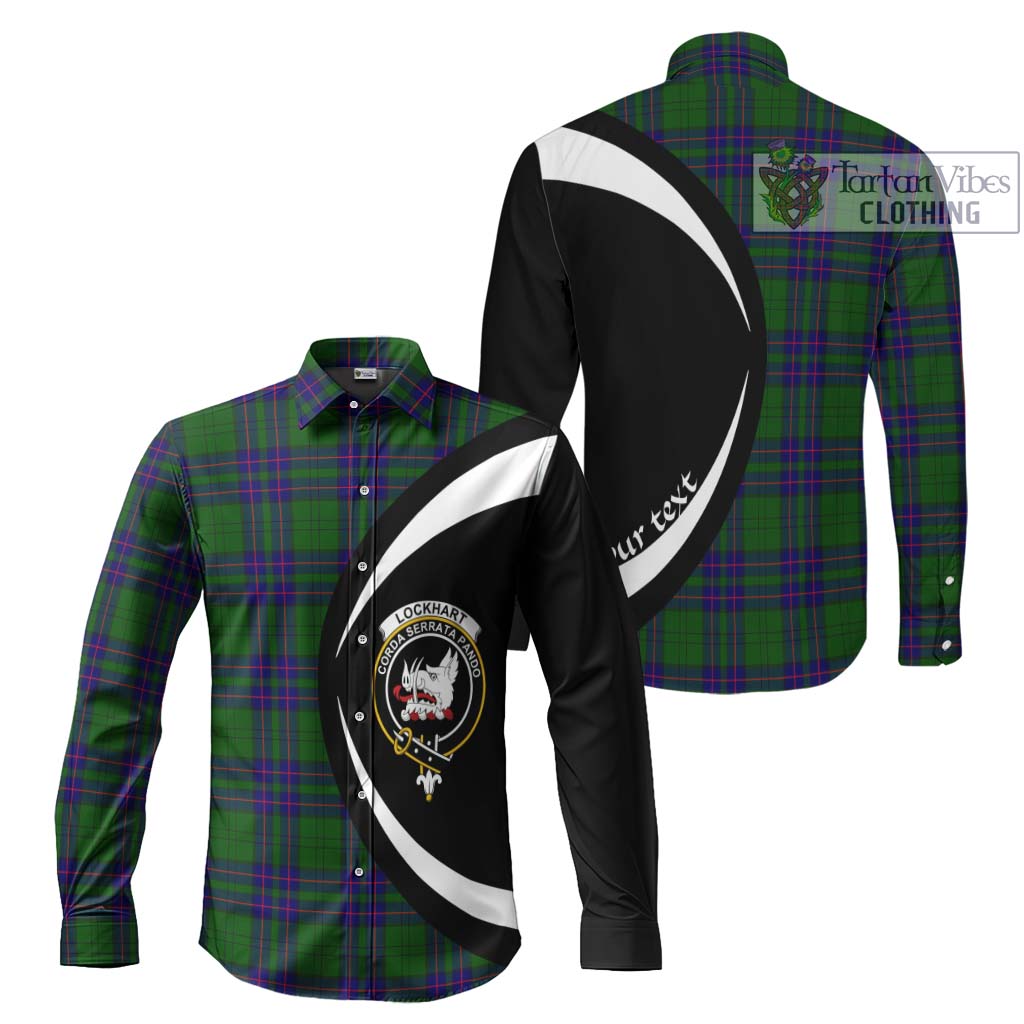 Lockhart Modern Tartan Long Sleeve Button Up with Family Crest Circle Style Men's Shirt S - Tartan Vibes Clothing