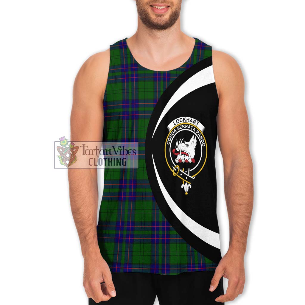 Lockhart Modern Tartan Men's Tank Top with Family Crest Circle Style Men - Tartan Vibes Clothing