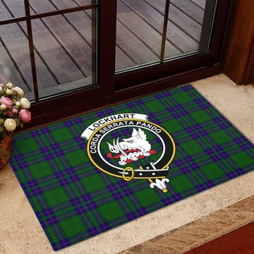 Lockhart Modern Tartan Door Mat with Family Crest