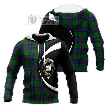 Lockhart Modern Tartan Knitted Hoodie with Family Crest Circle Style