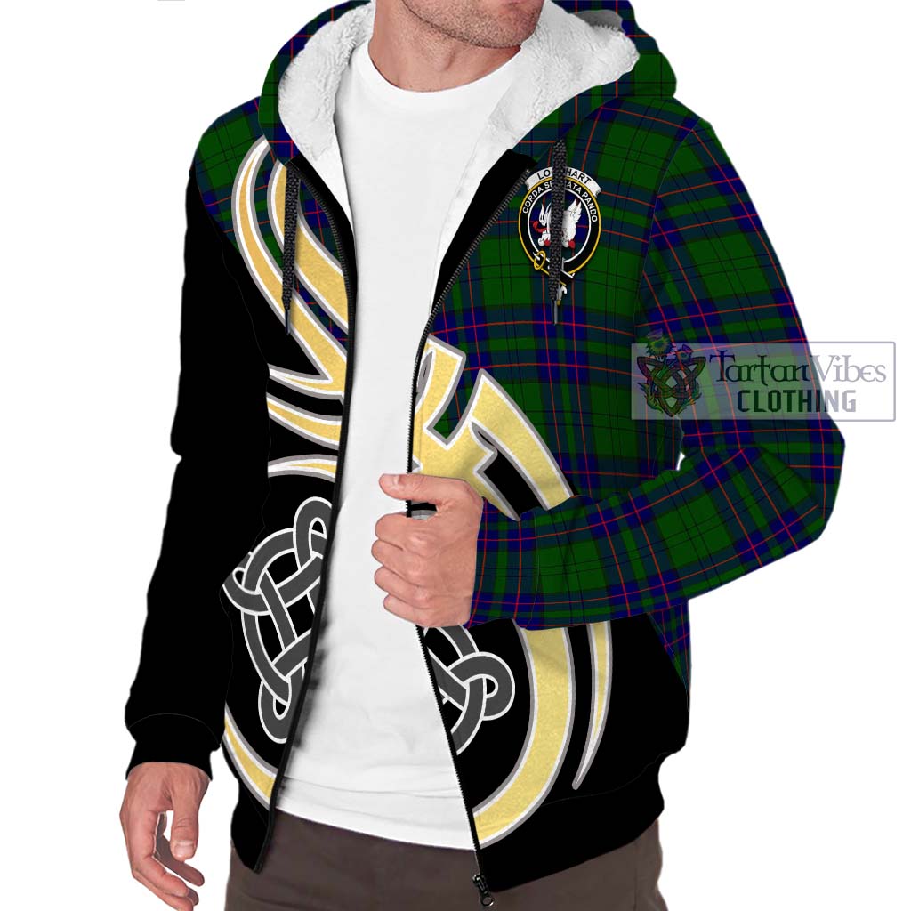 Lockhart Modern Tartan Sherpa Hoodie with Family Crest and Celtic Symbol Style - Tartan Vibes Clothing