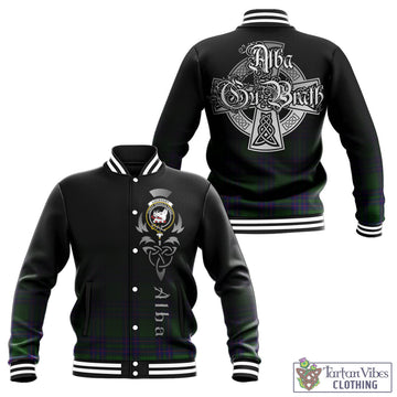 Lockhart Modern Tartan Baseball Jacket Featuring Alba Gu Brath Family Crest Celtic Inspired