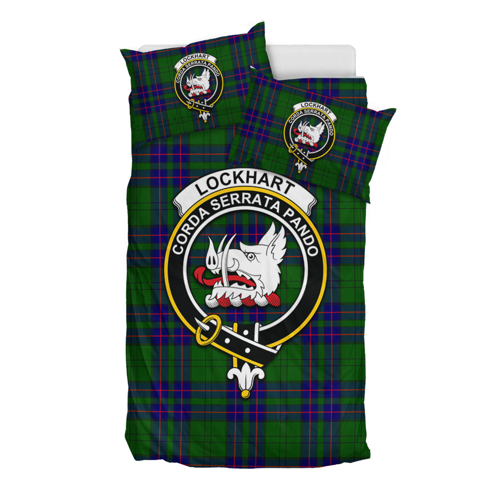 Lockhart Modern Tartan Bedding Set with Family Crest - Tartan Vibes Clothing