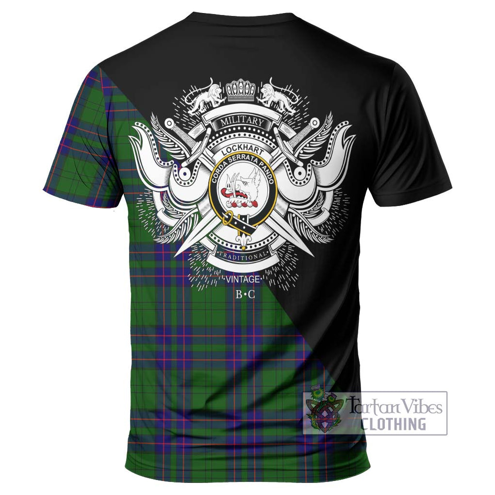 Lockhart Modern Tartan T-Shirt with Family Crest and Military Logo Style - Tartanvibesclothing Shop