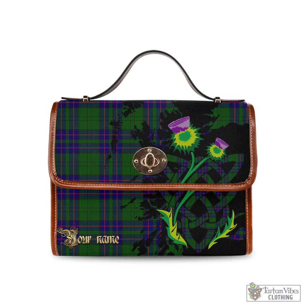 Tartan Vibes Clothing Lockhart Modern Tartan Waterproof Canvas Bag with Scotland Map and Thistle Celtic Accents