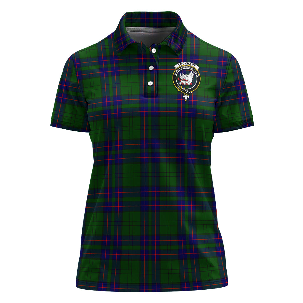 Lockhart Modern Tartan Polo Shirt with Family Crest For Women - Tartan Vibes Clothing